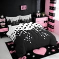 thumbnail image 2 of Erosebridal Cute Polka Dots 7-Piece Bedding Comforter Set,Cartoon Ribbon Bowknot King Bedding Sets For Girls Kids,Reversible, 2 of 7