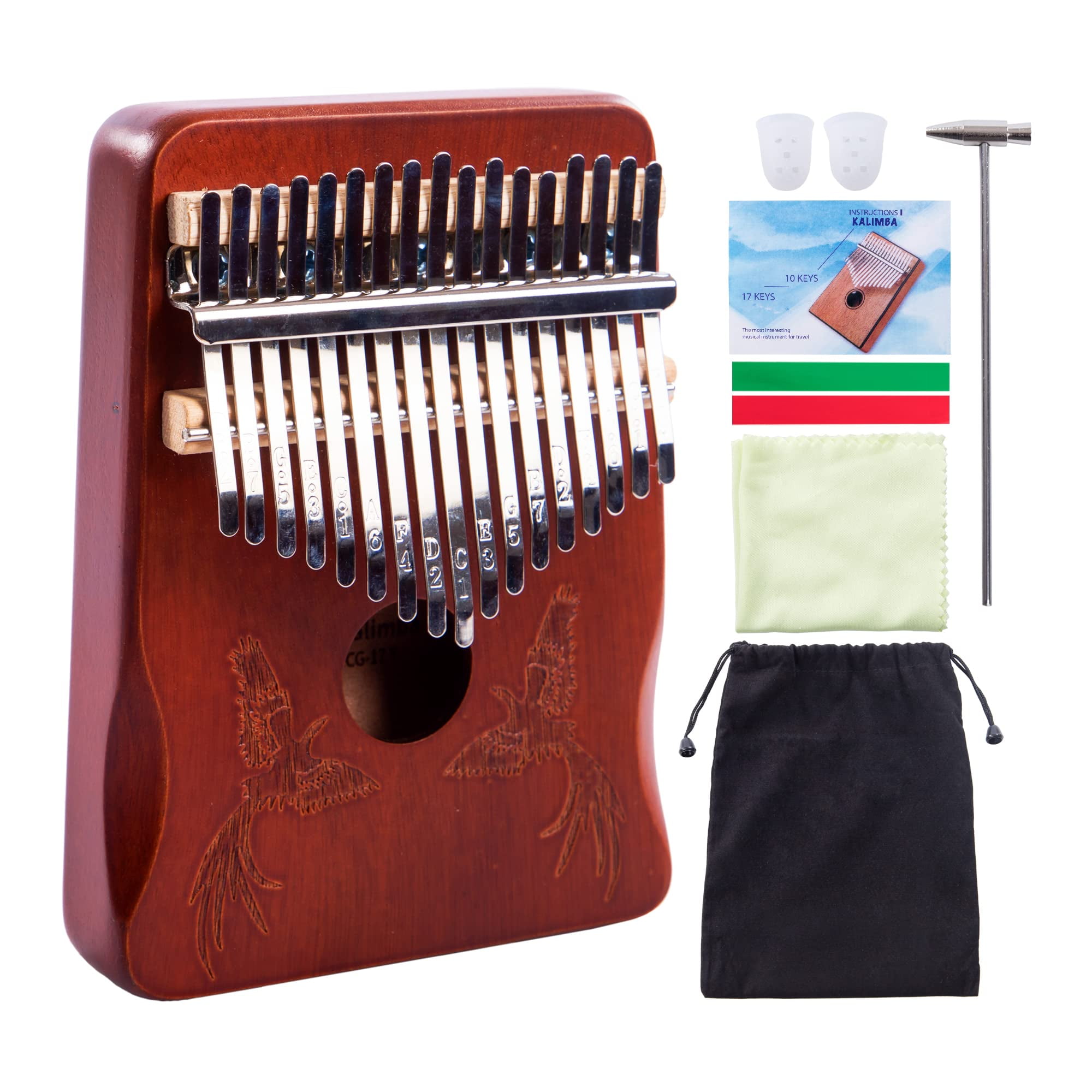 Kalimba Thumb Piano, 17 Keys Mbira Finger Piano Portable Musical