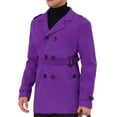 thumbnail image 4 of INSPIRE CHIC Men's Overcoat Double Breasted Notch Lapel Trench Coat with Belt, 4 of 6