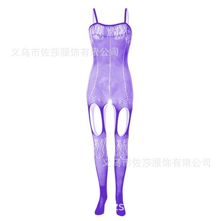 Generic Sexy Strap Jacquard Sexy Lingerie Lady Seduction off-the-Shoulder Hollow-out One-Piece Stockings Women s Dew Fishnet Clothes W214