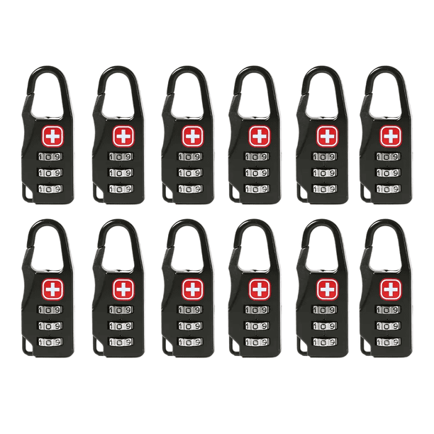 12pzs Candado Con Clave Bloosom Swiss Para Maletas Mochilas Equipaje Negro