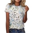 thumbnail image 1 of Camiseta de cuello redondo con estampado irregular versátil de verano para mujer, manga corta informal Fridja  ghk3448, 1 of 8