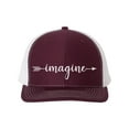 thumbnail image 1 of Imagine Hat, Imagine Arrow, Trucker Hat, Trendy Hats, Headwear, 10 Different Colors, Adjustable Snapback, Caps, Imagine Apparel, White Text, Maroon/White, 1 of 1