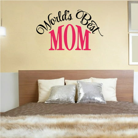 Worlds Best Mom Quote Wall Decal - Vinyl Decal - Car Decal - Vd2color004 - 36
