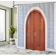 thumbnail image 5 of Ambesonne East Shower Curtain, Antique Stars Wooden Door, 69"Wx84"L, Blue Brown, 5 of 5