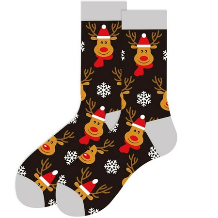 

LSFYSZD Women Cute Novelty Christmas Socks Santa Elk Snowflake Candy Stripe Pattern Socks Winter Warm Holiday Casual Socks