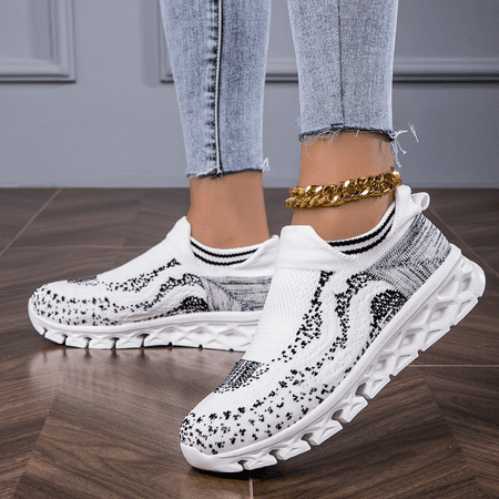 

XIAOGZHP Stylish Women‘s Platform Knitted Sneakers: Comfortable Lace Up Trainers for Outdoor Sports and Casual Walking