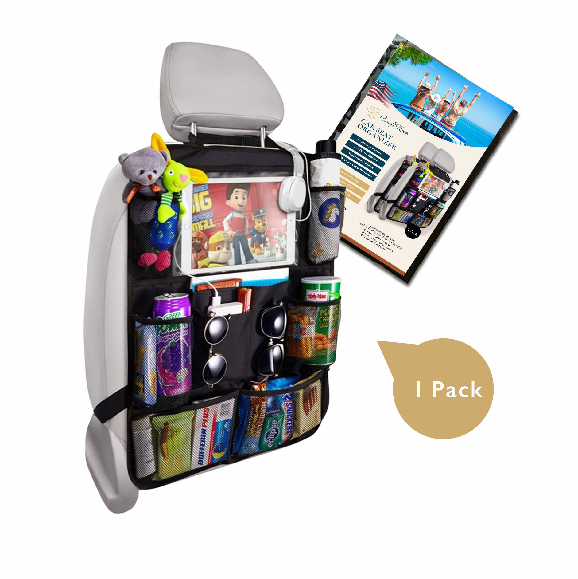 Folds Flat for Easy Trunk Storage. Plenty of Space to Neatly Store and Organize Your Kids Books Toys Games and Snacks While Traveling A Must for Long Road Trips Back Seat Car Organizer 