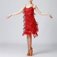 thumbnail image 6 of IBTOM CASTLE Women's Flapper Dress 1920s Sequin Tassel Latin Party Cocktail Dress Ballroom Dance Costume Vintage Fringe Dress S Red, 6 of 8