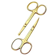Curved and Rounded Facial Hair Scissors for Men - Mustache, Nose Hair & Beard Trimming Scissors, Safety Use for Eyebrows, Eyelashes, and Ear Hair - Professional Stainless Steel (Silver)