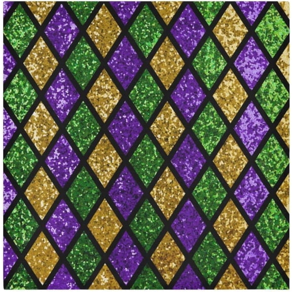 Coolnut Mardi Gras Cloth Napkins Set of 1,Reusable Washable Polyester Dinner Table Napkins for Family,Kitchen,Dining,Party Decor