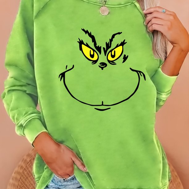 Sudadera con estampado divertido, sudadera con cuello redondo de manga larga, tops casuales para otoño e invierno, ropa de mujer