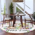 thumbnail image 3 of Round Rugs 5 Ft, Happy Easter Non Slip Area Rugs for Kitchen Bedroom Entryway, Watercolor Gnomes Eggs Flowers Botanical Spring Washable Carpet Runner Rug Floor Mats for Bedroom Home Decor, 3 of 8