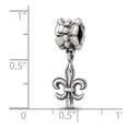 thumbnail image 2 of 925 Sterling Silver Artisan Oxidized Reflections Fleur De Lis Dangle Bead Charm Pendant Necklace Measures 22.73x9.09mm W, 2 of 6