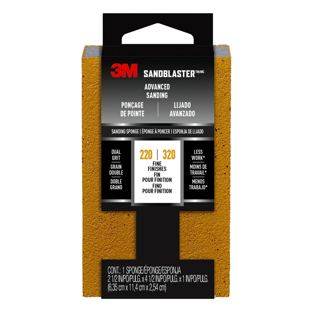 3M SandBlaster Advanced Sanding Dual Grit Block Sanding Sponge 220/320 Grit, 4 1/2 in. x 2 1/2