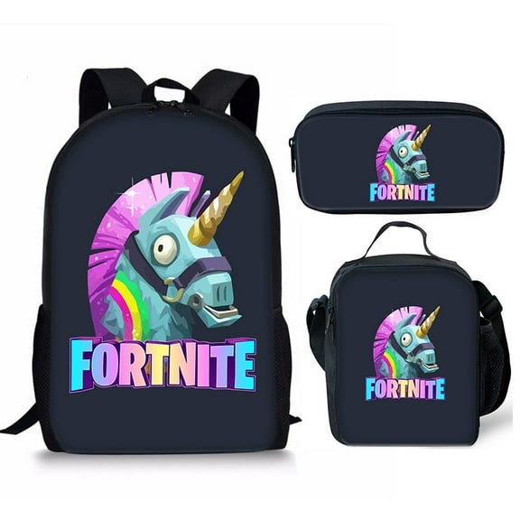 Fortnite Cute 3D Cartoon Theme Waterproof Backpack, Lightweight Travel Backpack Three-piece Set
