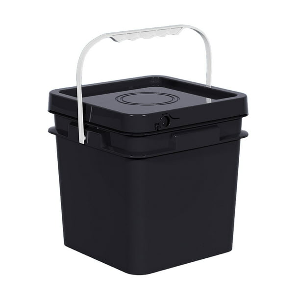 Cubo cuadrado para almacenar alimentos con asa y tapa, recipiente multifuncional para pintura, ideal para proyectos de manualidades y manualidades. 16 litros