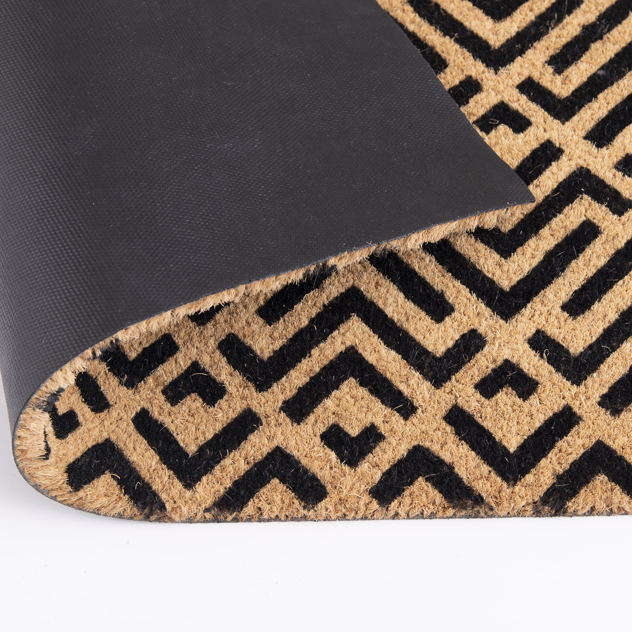 Mainstays Black Geometric Triangle Pattern Coir Outdoor Doormat, 18"x30"