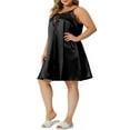 thumbnail image 4 of Unique Bargains Women's Plus Size Lace Nightgowns Spaghetti Lounge Sleep Dress 4X Black, 4 of 6