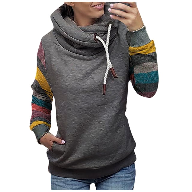 Blusa con capucha y manga larga con cuello alto y estampado para mujer Fridja fksj4291