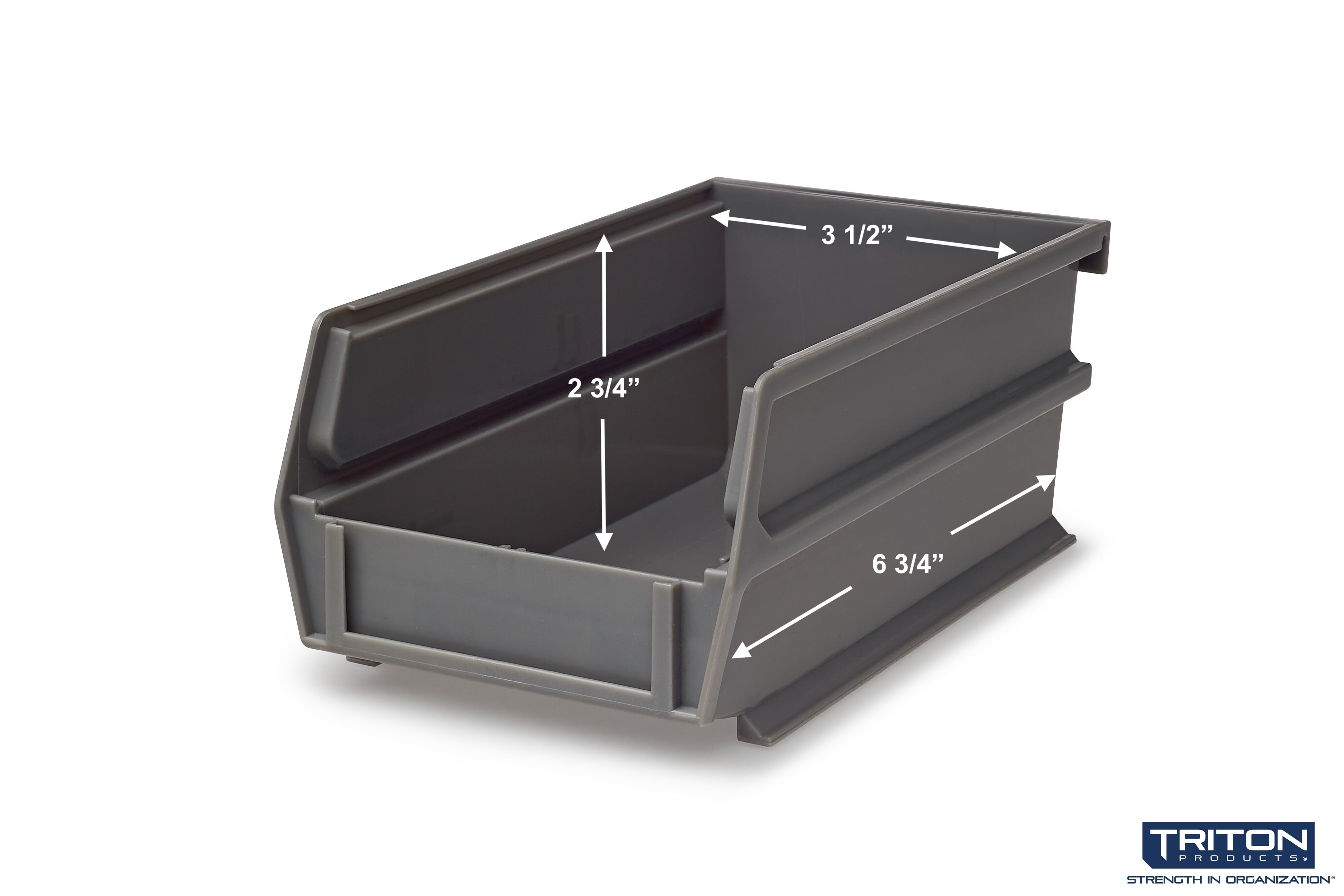 LocBin 7-3/8 In. L x 4-1/8 In. W x 3 In. H Gray Stacking, Hanging, Interlocking Polypropylene Bins, 6 CT