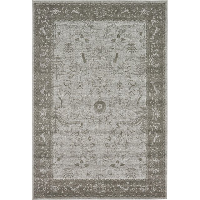 Unique Loom La Jolla Collection Tone Traditional Area Rug, 6 x 9 Feet, Light Gray/Dark Gray