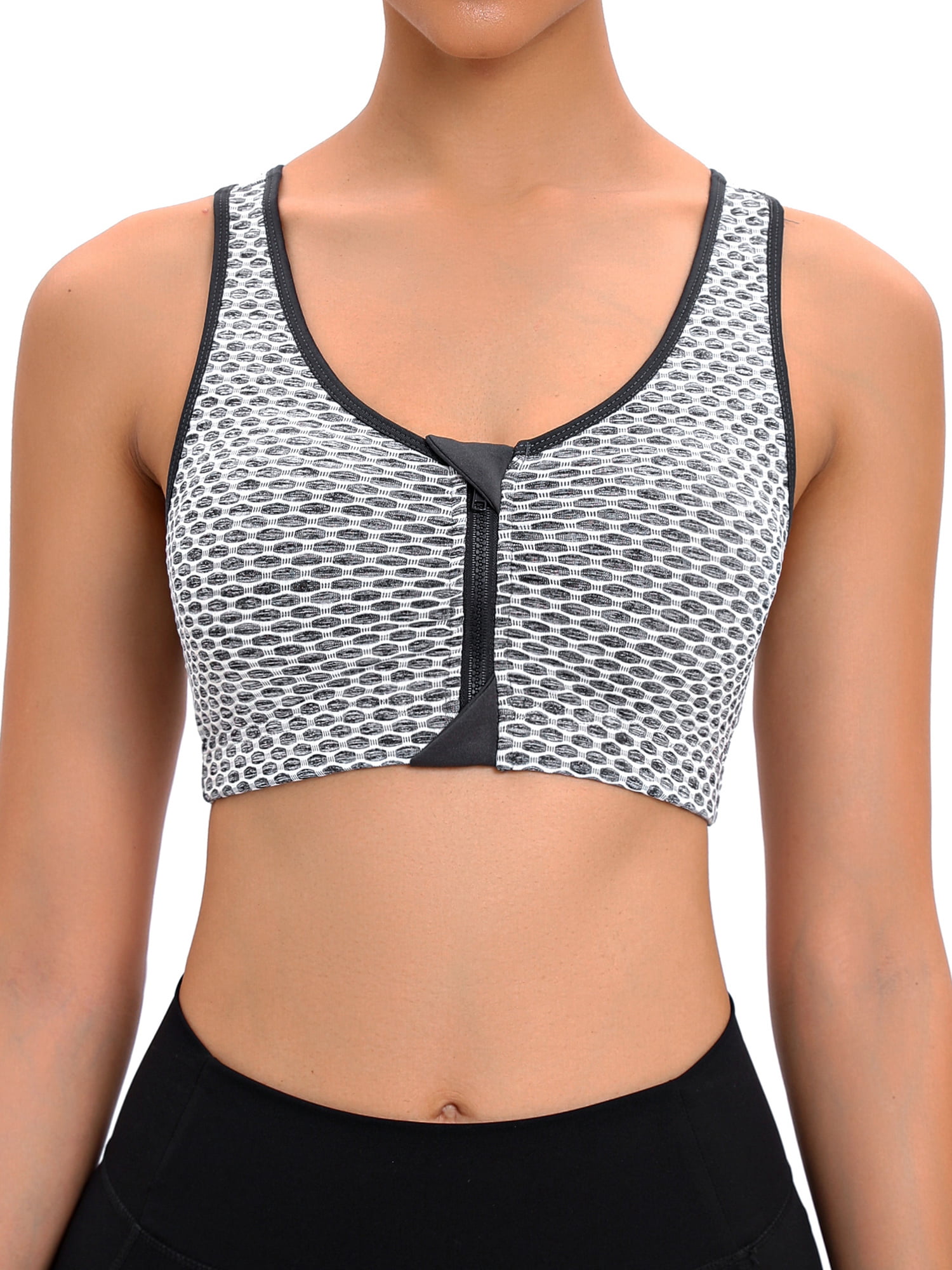 FOCUSSEXY Front Zipper Sports Bra for Women, Wireless Post-Op Bra Active  Yoga Sports Bra Sports Bra Front Closure