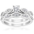 thumbnail image 1 of 3/4ct Vintage Diamond Engagement Wedding Ring Set 14K White Gold, 1 of 4
