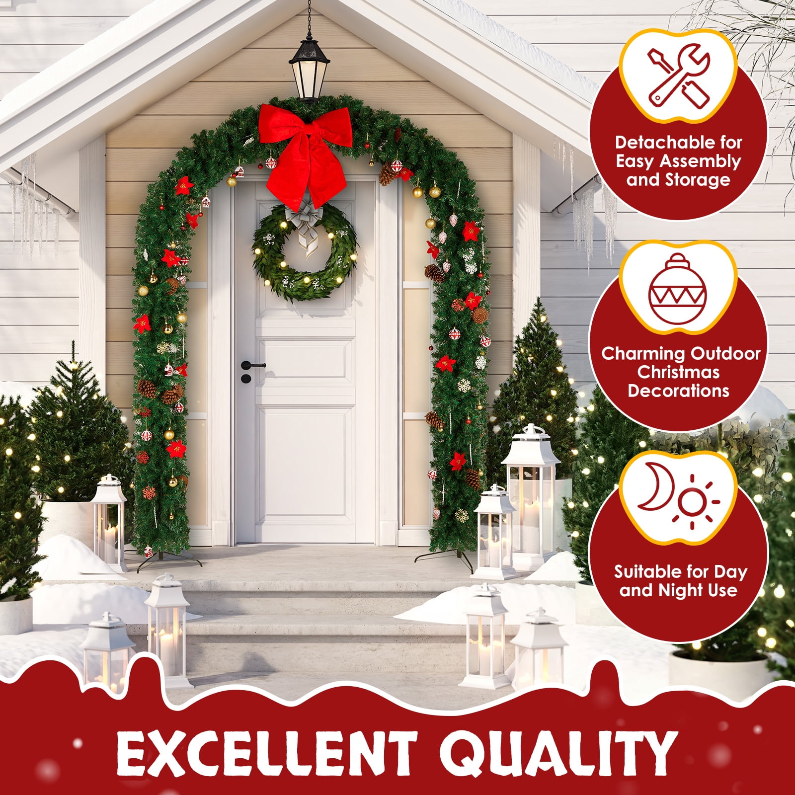 Astoutdoor Green PVC Christmas Arch, 94.5 x 15.7 x 104.3 in