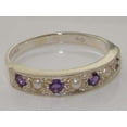 thumbnail image 6 of LBG 925 Sterling Silver Cultured Pearl and Amethyst Womens Band Ring - Sizes 4 to 12 Available, 6 of 6