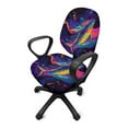 thumbnail image 2 of SCRAWLGOD Colorful Splash Whale Set of 2 Stretch Cover for Office Chair Seat Comfortable Non-Slip Desk Chair Seat Protector Split Easy to Install Swivel Chair Cover, 2 of 7