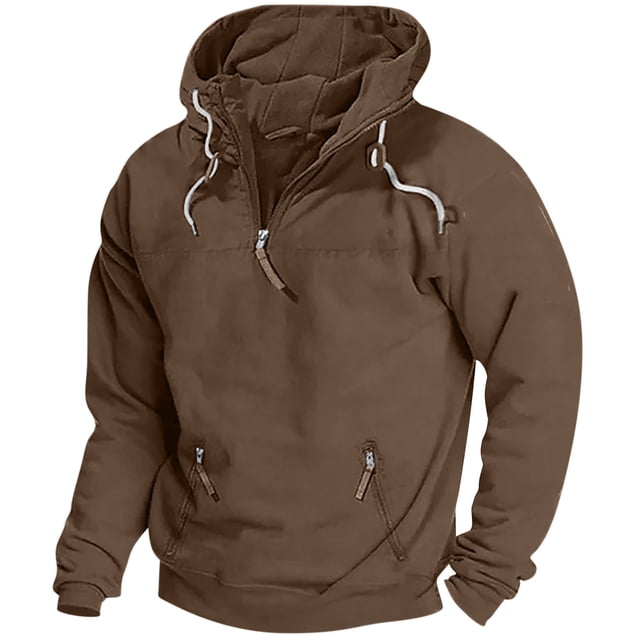 Sudadera con capucha para hombre, informal, con media cremallera y bolsillo, sudadera de manga larga, blusa para hombre