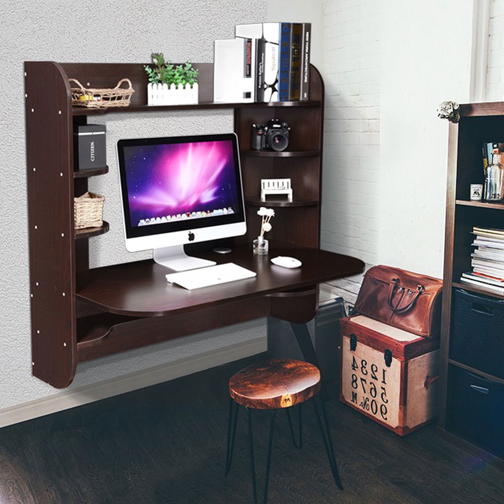 Computer Floating Desk Wall Mounted Wood Laptop Table
