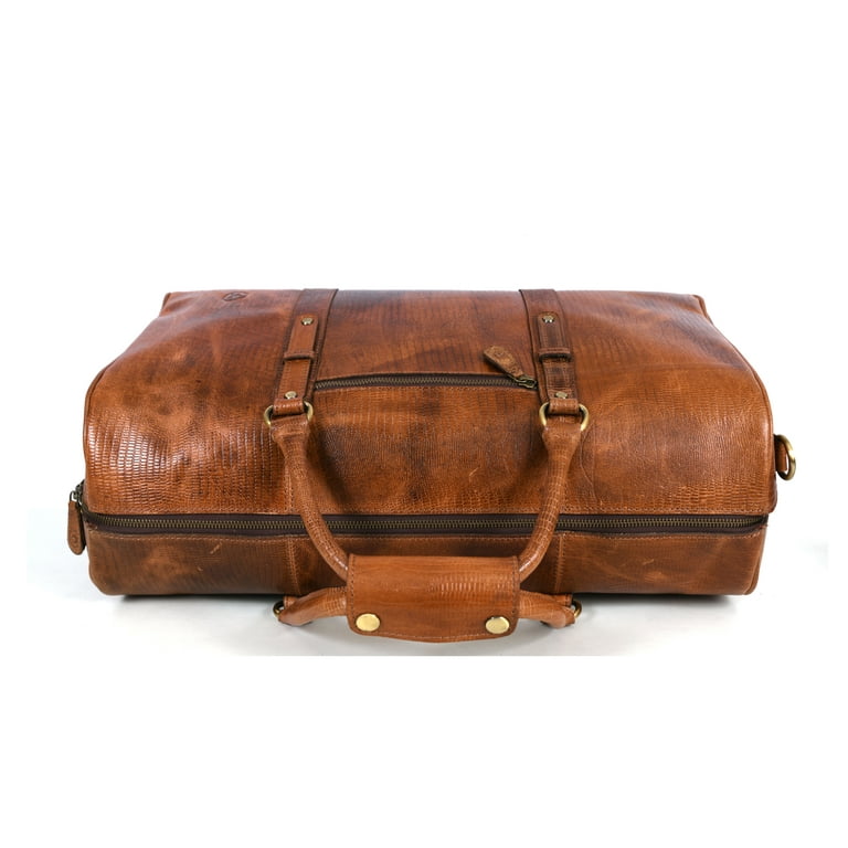 Aaron Leather Goods Leather Travel Duffle Bag Gingerbread