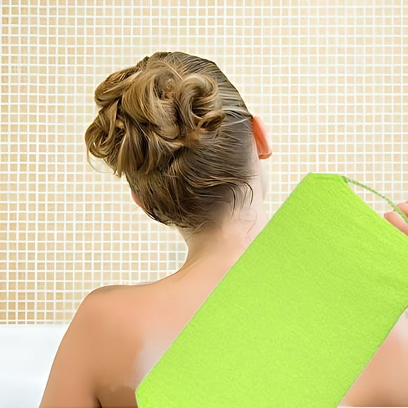Meitianfacai Serviette de Bain Extensible Exfoliante pour le Dos avec Poignées, Serviette de Lavage pour le Cou et le Dos, Sangle de Débarbouillette de Douche