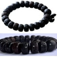 thumbnail image 2 of Wooden Beads Bracelet Lightning Struck Jujube Wood Black Bead Engraved with Sanskrit Words Mala Prayer Feng Shui Lucky For Women Men, 2 of 11