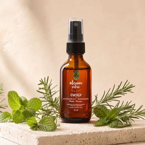 Aceite Para Cabello y Cuerpo Con Aceite Esencial De Romero Menta 60ml