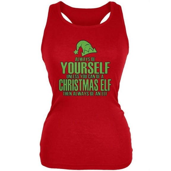 Christmas Always Be Yourself Christmas Elf Red Juniors Soft Tank Top - X-Large