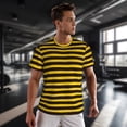 thumbnail image 3 of Wukai Bee Stripe Print Men's Short-Sleeved Mesh T-Shirt,Quick-Dry Short Sleeve Workout T-Shirt-Small, 3 of 8