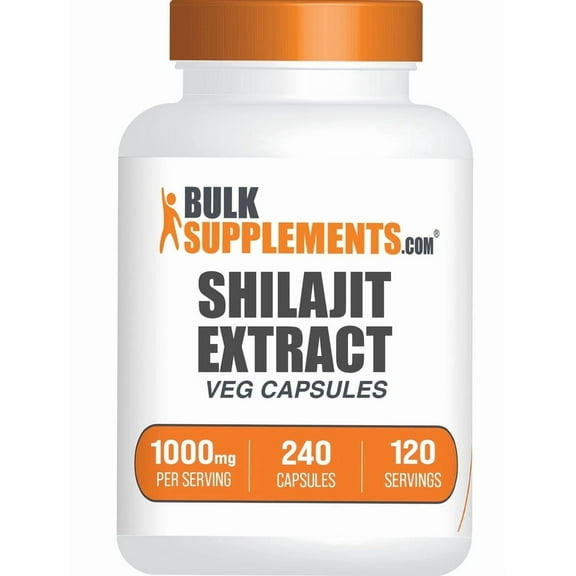 BulkSupplements Shilajit Extract Capsules - Gluten Free, 2 Capsules (1000mg) per Serving, 240 Capsules