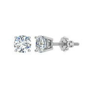 Diamond Stud Earrings Women-Girls-Teens 14K White Gold 0.06 Carat Gift Box COA Glitz Design