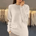 thumbnail image 2 of ManxiVoo Women's Round Neck Knit Sweater with Floral Crochet Design Vintage Style Pullover Top L Size Beige, 2 of 9