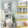 thumbnail image 5 of YOJFOTOOU Over-The-Toilet Storage Cabinet, 3-Tier Freestanding Bathroom Rack with Glass-Door Cabinet & 3-Position Adjustable Shelf, Space-Saving Storage Organizer for Bathroom, Washroom, Laundry Room, 5 of 7