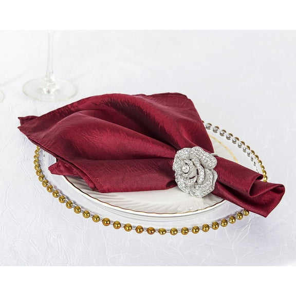 Wedding Linens Inc. (10pcs) 20"x 20" Crushed Crinkle Taffeta Napkins - Burgundy