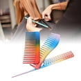 thumbnail image 4 of 3 PCS Rainbow Hair Comb, Hair Cutting Comb Salon Hair Comb, Rainbow Rat Tail Comb Portable Hair Cutting Comb Teasing Comb for Women Men Kids Various Hair Types, Multi-color, 4 of 7
