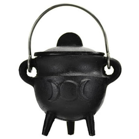 Modern Wood Burning Fireplace - Wood Burning Fireplace Accessories Cauldrons Triple Moon Cast Iron Black with Handle and Lid Small 2 3/4