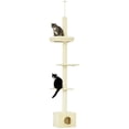 thumbnail image 1 of PawHut 91-102" Floor-to-Ceiling Cat Tree with Scratching Post, House, Bed, 1 of 10