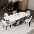 thumbnail image 2 of Modern Dining Table for 4-6, White Sintered Stone Dining Tabletop with Black X-Shape Metal Base, 63" Rectangle Dining Table for Kitchen (Table Only), 2 of 5