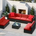thumbnail image 5 of Homall 9 Pieces Rattan Patio Furniture Conversation Set Outdoor Sectional Sofa for Backyard,Red, 5 of 8