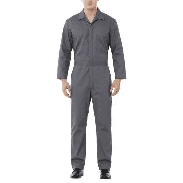 TOPTIE Coverall for Men Long Sleeve, Mechanic Jumpsuit Work Coverall Zip-front, Gray Coverall